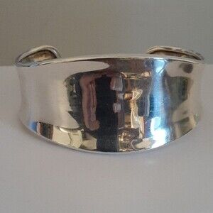 cuff bracelet solid sterling silver 925 Wide thick heavy modern minimal luxury